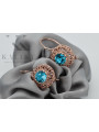 Boucles d'oreilles Aigue-marine en Or rose 14 carats vintage d'origine russe soviétique vec002 style vec002