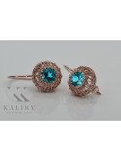 Originales Vintage-Roségold 14k 585 Aquamarin Ohrringe vec002 Russisch Sowjet style vec002