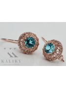 "Authentic Vintage Aquamarine Earrings in 14K Rose Gold vec002 Russian Soviet" style vec002