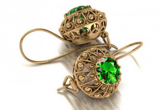 "Original Vintage 14K Rose Gold Emerald Earrings - Russian Soviet Style VEC002" style vec002