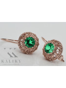 "Original Vintage 14K Rose Gold Emerald Earrings - Russian Soviet Style VEC002" style vec002