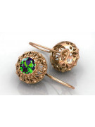 "Original Vintage 14K Rose Gold Emerald Earrings - Russian Soviet Style VEC002" style vec002