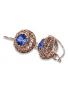 Original Vintage Sapphire 14K Rose Gold Earrings from Soviet Russia vec002 vec002