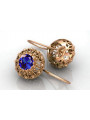 Original Vintage Sapphire 14K Rose Gold Earrings from Soviet Russia vec002 vec002