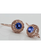 Original Vintage Sapphire 14K Rose Gold Earrings from Soviet Russia vec002 vec002