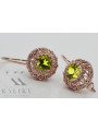 Pendientes de oro rosa antiguo de 14k, Peridoto amarillo vec002