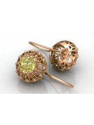 Vintage Rose Gold Peridot Earrings - Original 14K Yellow Stone vec002