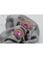 Boucles d'oreilles vintage en argent plaqué or rose, Améthyste vec002rp