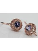 Sterling Silver Rose Gold Plated Alexandrite Earrings vec002rp