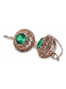 Sterling Silver Rose Gold Plated Emerald Earrings vec002rp