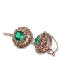 Sterling Silver Rose Gold Plated Emerald Earrings vec002rp