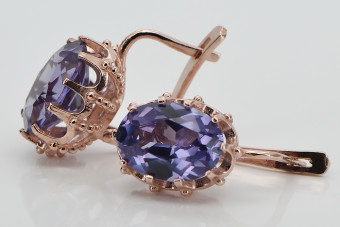 Original Vintage Alexandrite Earrings in 14K Rose Gold vec079 vec079