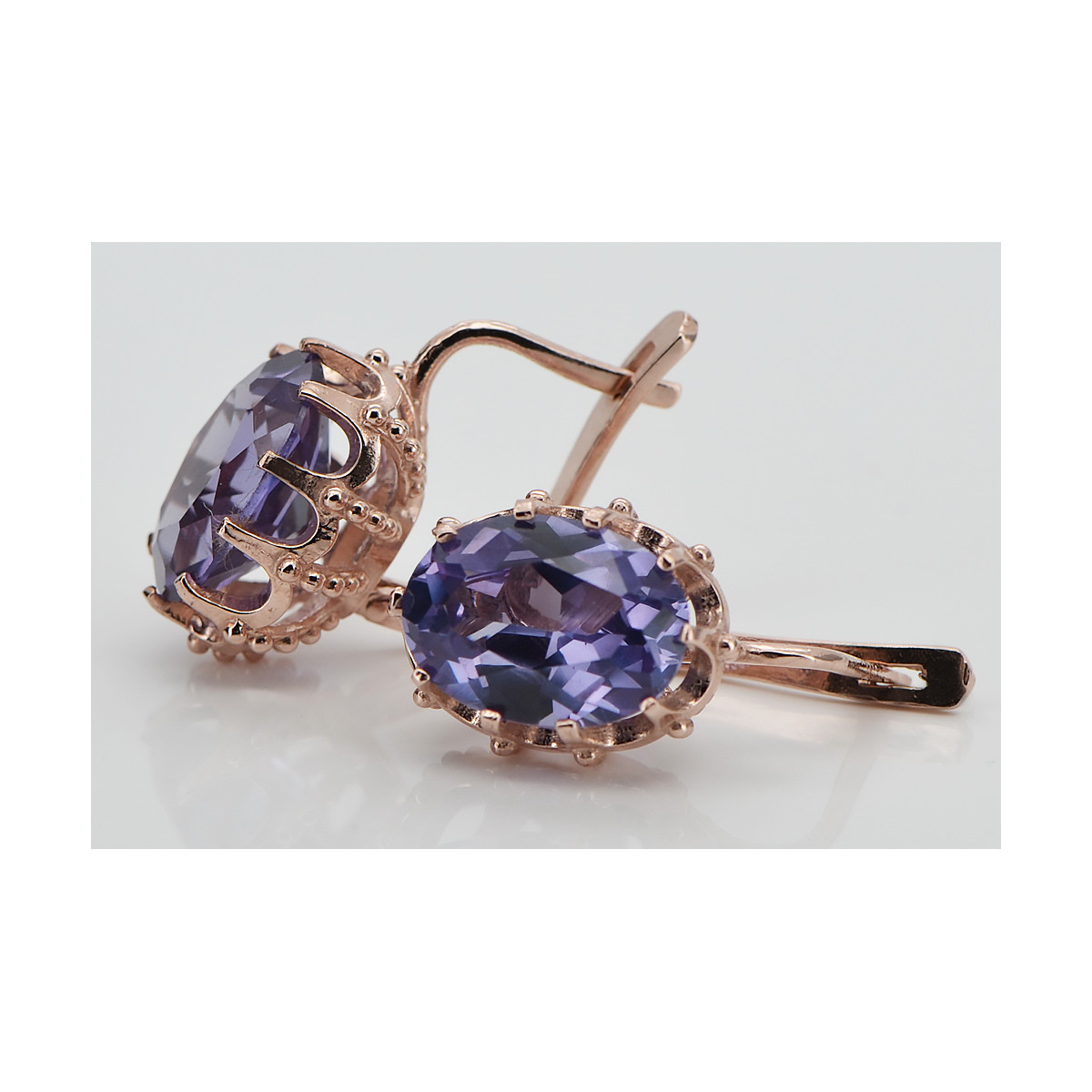 "Boucles d'oreilles vintage en or rose 14 carats avec alexandrite vec079" Vintage vec079