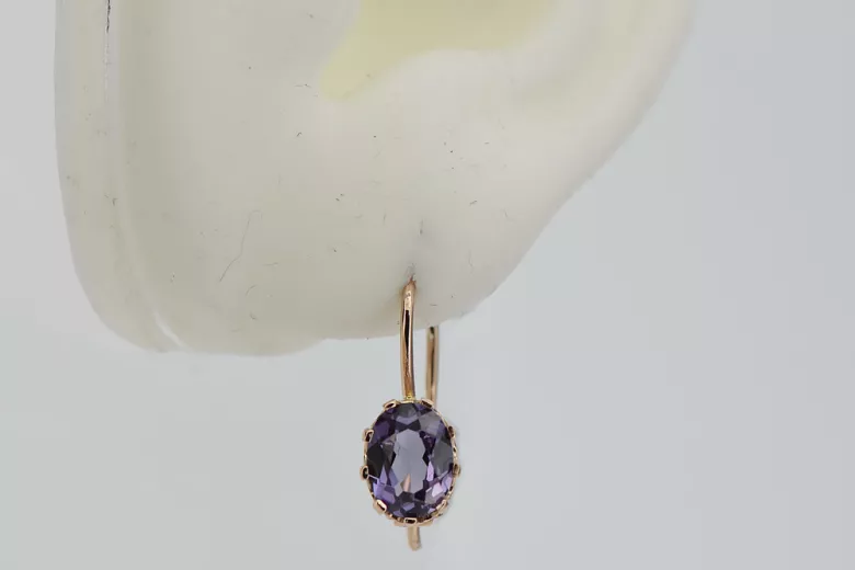 Boucles d'oreilles en alexandrite vintage en or rose 14 carats 585 vec196 vec196