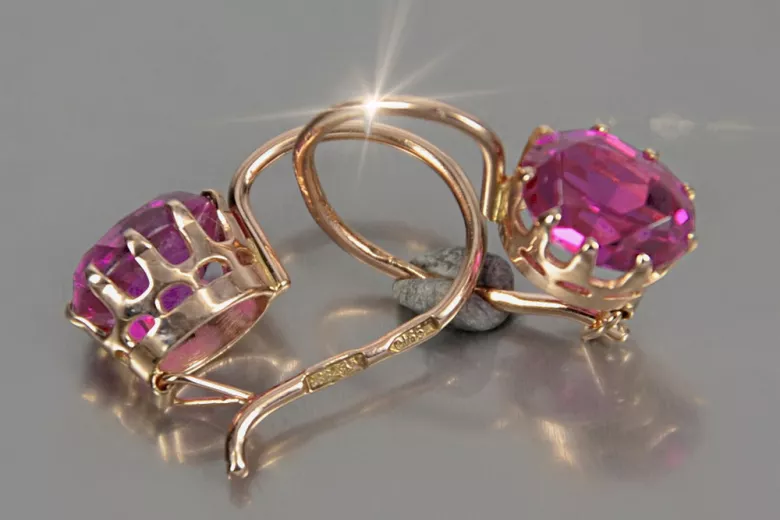 "Originales Vintage-Roségold 14k Amethyst Ohrringe" vec196 vec196