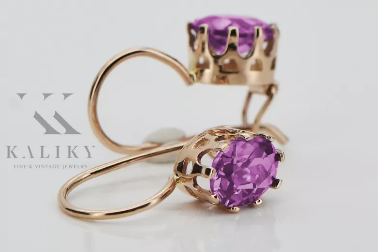 "Originales Vintage-Roségold 14k Amethyst Ohrringe" vec196 vec196