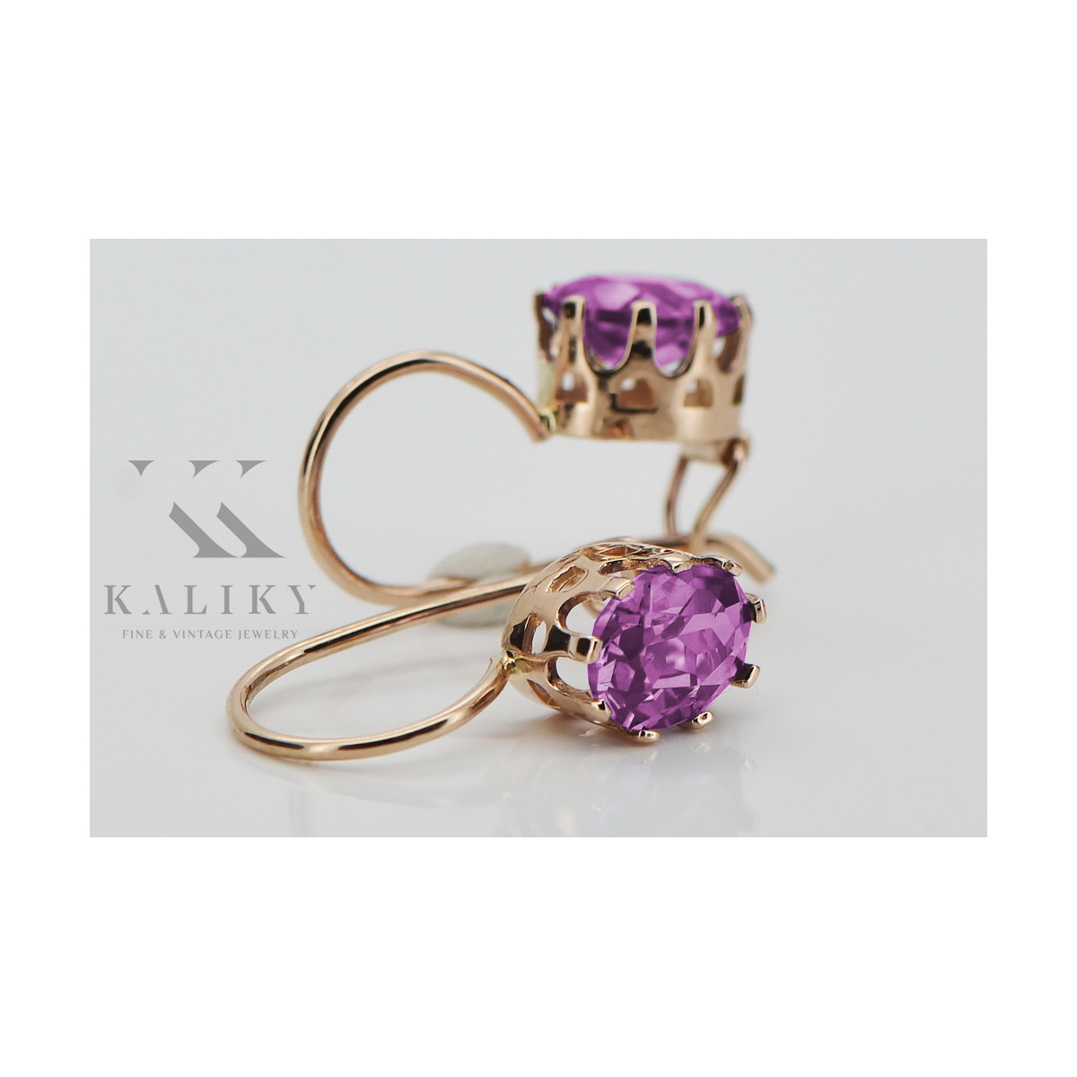 "Originales Vintage-Roségold 14k Amethyst Ohrringe" vec196 vec196