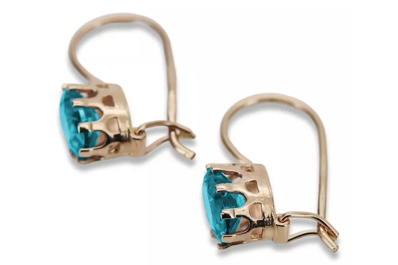 "Classic Aquamarine Drop Earrings in 14K Rose Gold - Vintage Original" vec196 vec196