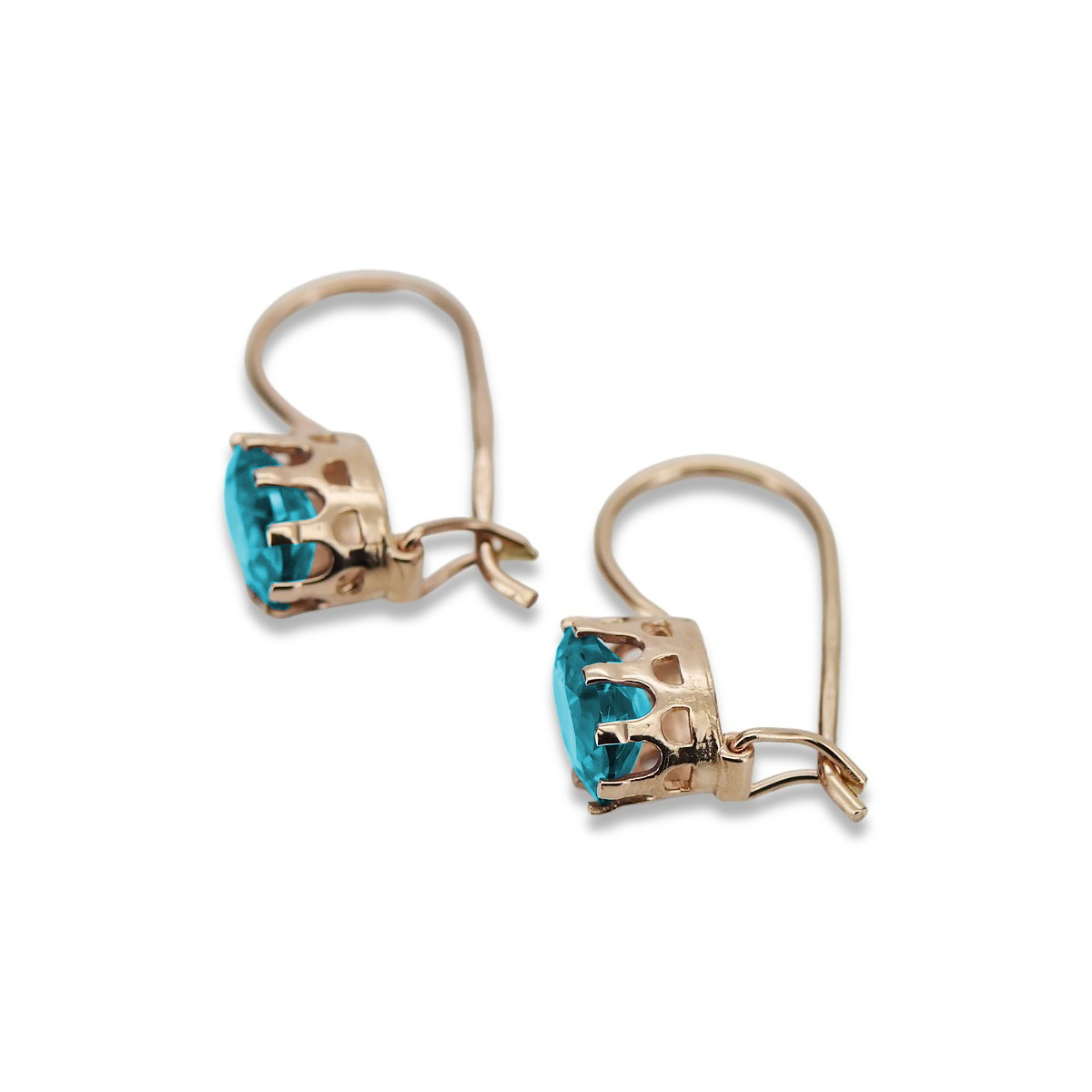 "Classic Aquamarine Drop Earrings in 14K Rose Gold - Vintage Original" vec196 vec196