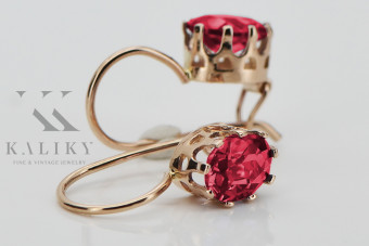 "Classic Ruby Accent 14K Rose Gold Vintage Earrings" vec196 vec196