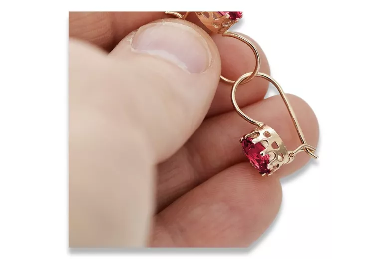 "Classic Ruby Accent 14K Rose Gold Vintage Earrings" vec196 vec196