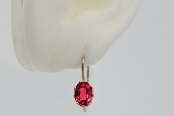 "Classic Ruby Accent 14K Rose Gold Vintage Earrings" vec196 vec196