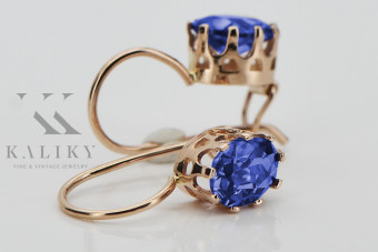 "Elegant Sapphire Studs in Vintage 14K Rose Gold" vec196 vec196