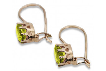 Vintage Rose Gold Peridot Earrings in 14K Gold vec196