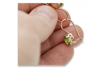 Cercei din aur roz vintage, Peridot galbe 14k vec196