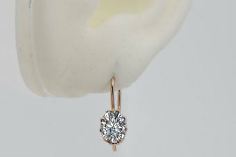 "Original Vintage 14K Rose Gold Zircon Studded Earrings" vec196 vec196