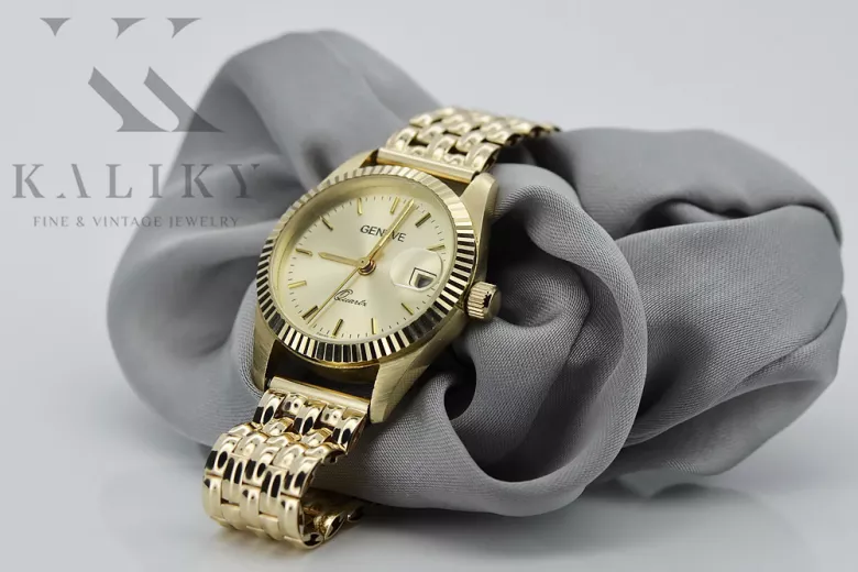 Gold men's watch Geneve ★ zlotychlopak.pl ★ Gold purity 585 333 Low Price!