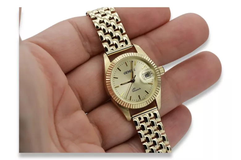 Goldene Herrenuhr Geneve ★ zlotychlopak.pl ★ Gold Reinheit 585 333 Niedriger Preis!