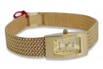 Reloj de pulsera de dama en oro amarillo 14k 585 Geneve lw090y&lbw003y