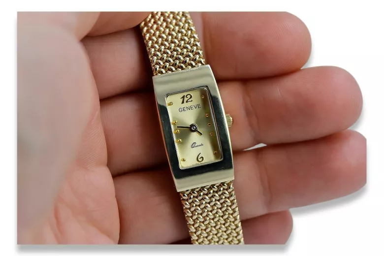 Goldene Herrenuhr Geneve ★ zlotychlopak.pl ★ Gold Reinheit 585 333 Niedriger Preis!