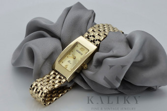 Goldene 14k 585 Lady Geneve Armbanduhr lw090y&lbw004y