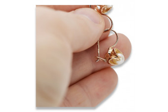 "Classic 14K Rose Gold Pearl Earrings with Vintage Pink Finish - VEPR004" Vintage vepr004