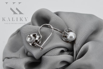 Sterling Silver 925, Pearl Earrings - Vintage Style vepr004s