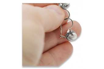 Boucles d'oreilles en argent sterling 925, Perle vintage vepr004s