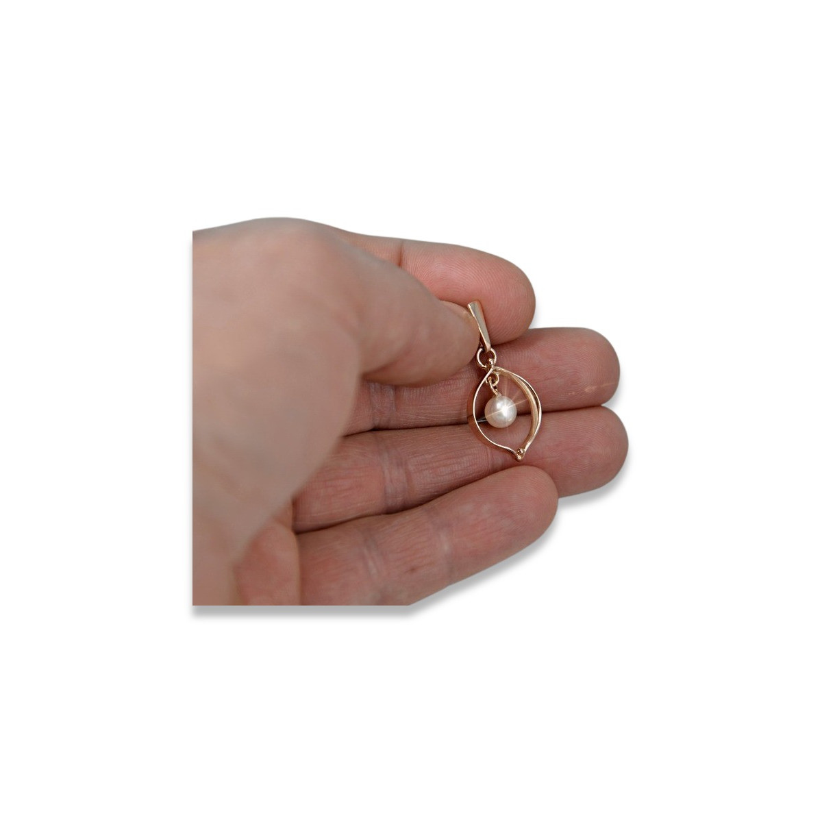 "Vintage-Inspired 14K 585 Rose Gold Pearl Pendant" vppr002 vppr002