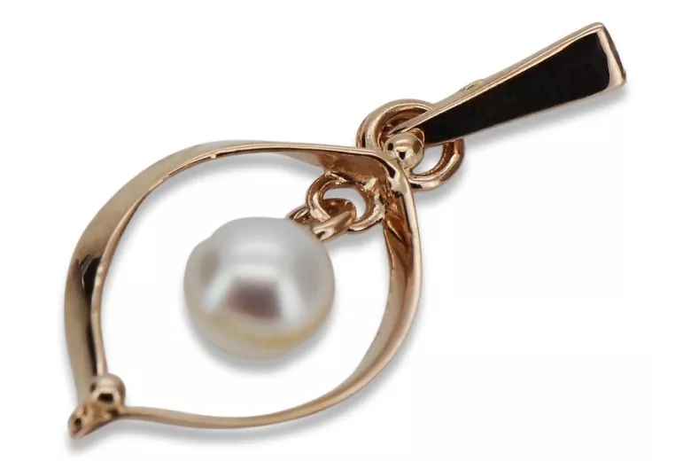 "Vintage-Inspired 14K 585 Rose Gold Pearl Pendant" vppr002 vppr002