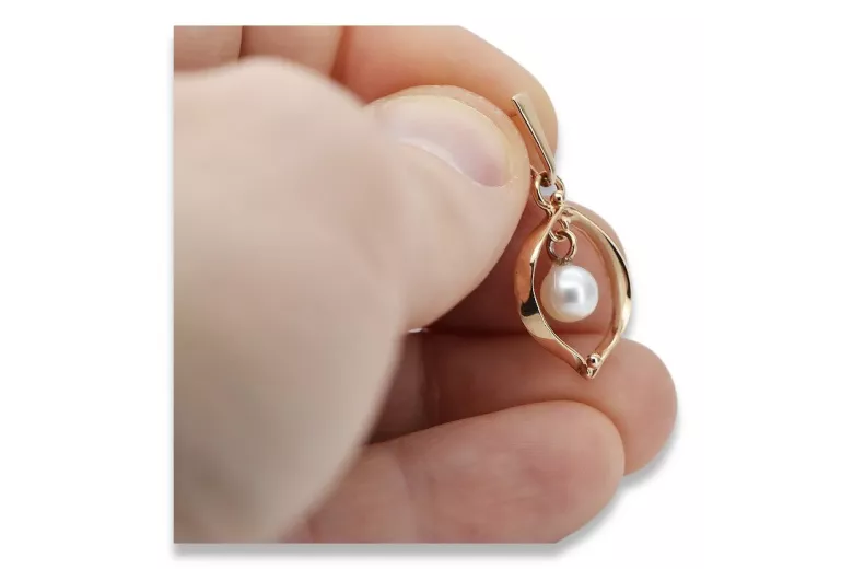 "Vintage-Inspired 14K 585 Rose Gold Pearl Pendant" vppr002 vppr002