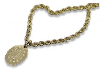 Matka Boska Maryja złoty medalion 14k z łańcuszkiem Corda pm005y&cc019y2mm