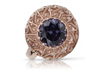 Rose Gold Plated Sterling Silver Alexandrite Ring vrc059rp