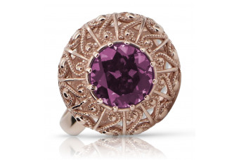 Sterling Silver Rose Gold Plated Amethyst Ring vrc059rp