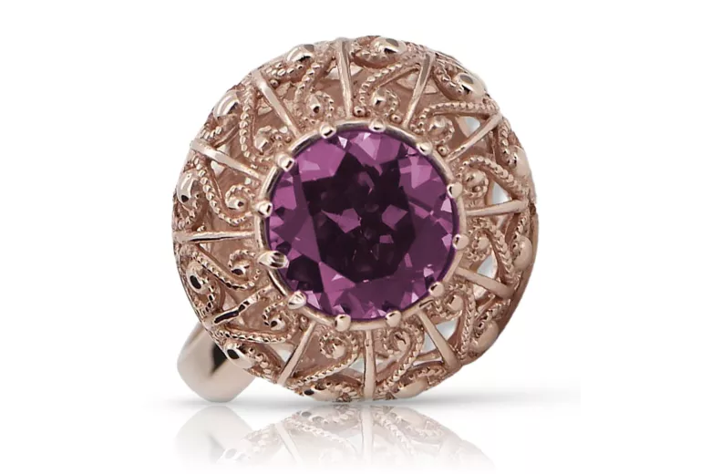 Rose soviétique russe 14k 585 or Alexandrite Ruby Emerald Sapphire Zircon ring vrc059