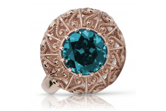 Sterling Silver Rose Gold Plated Aquamarine Ring vrc059rp