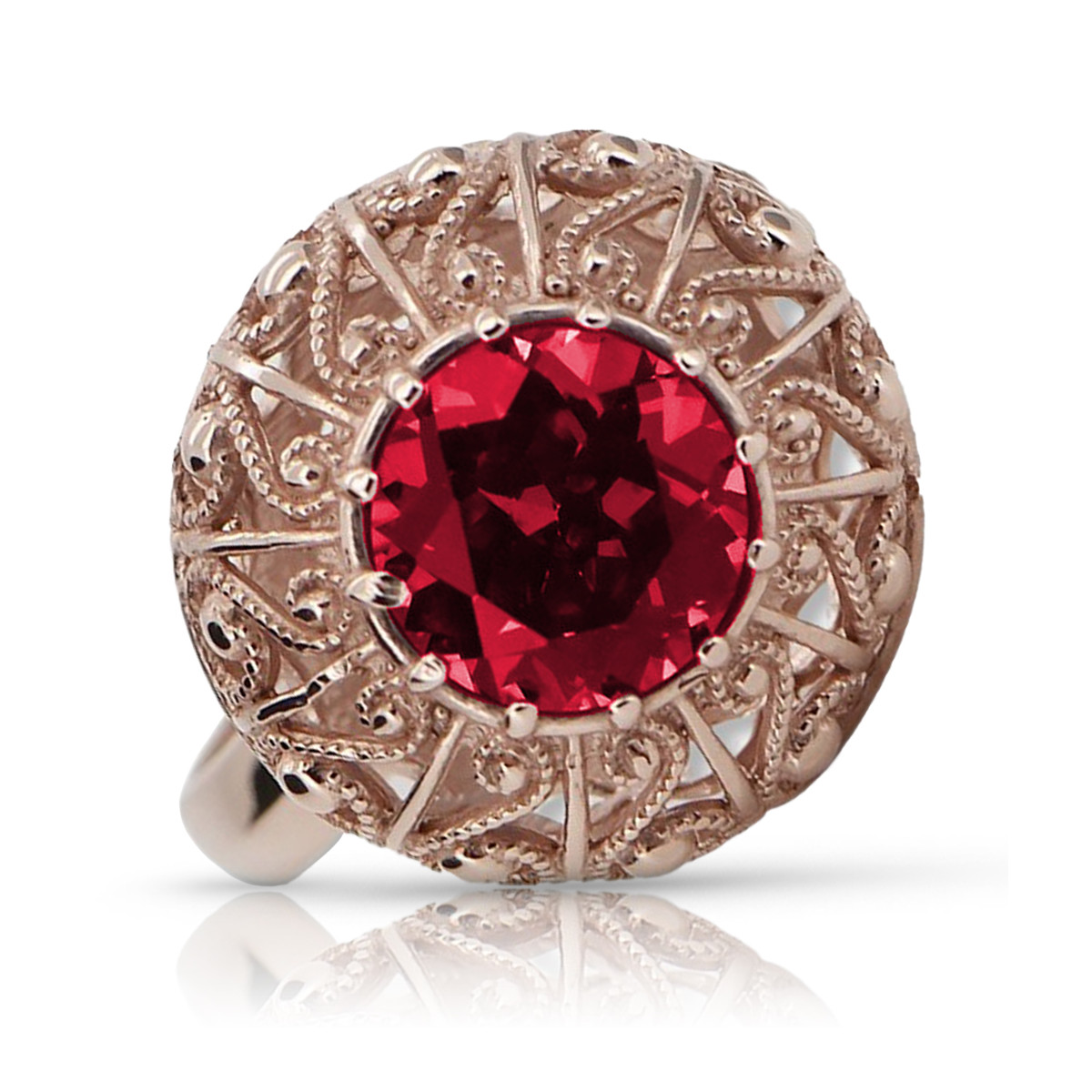 Russische sowjetische Rose 14 Karat 585 Gold Alexandrit Rubin Smaragd Saphir Zirkon Ring vrc059