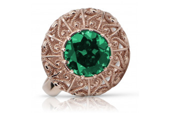 Sterling Silver Rose Gold Plated Emerald Ring vrc059rp