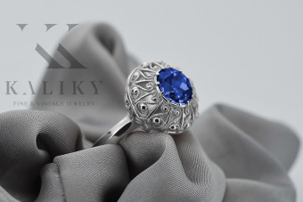 925 Sterling Silber Sapphire Ring mit Vintage-Design vrc059s