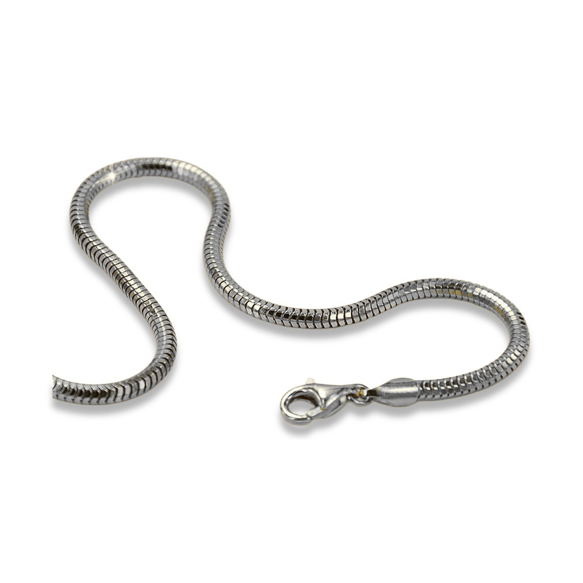 Cadena de Oro Blanco de 14 Quilates 585 Italiana Serpiente Tondo cc020w